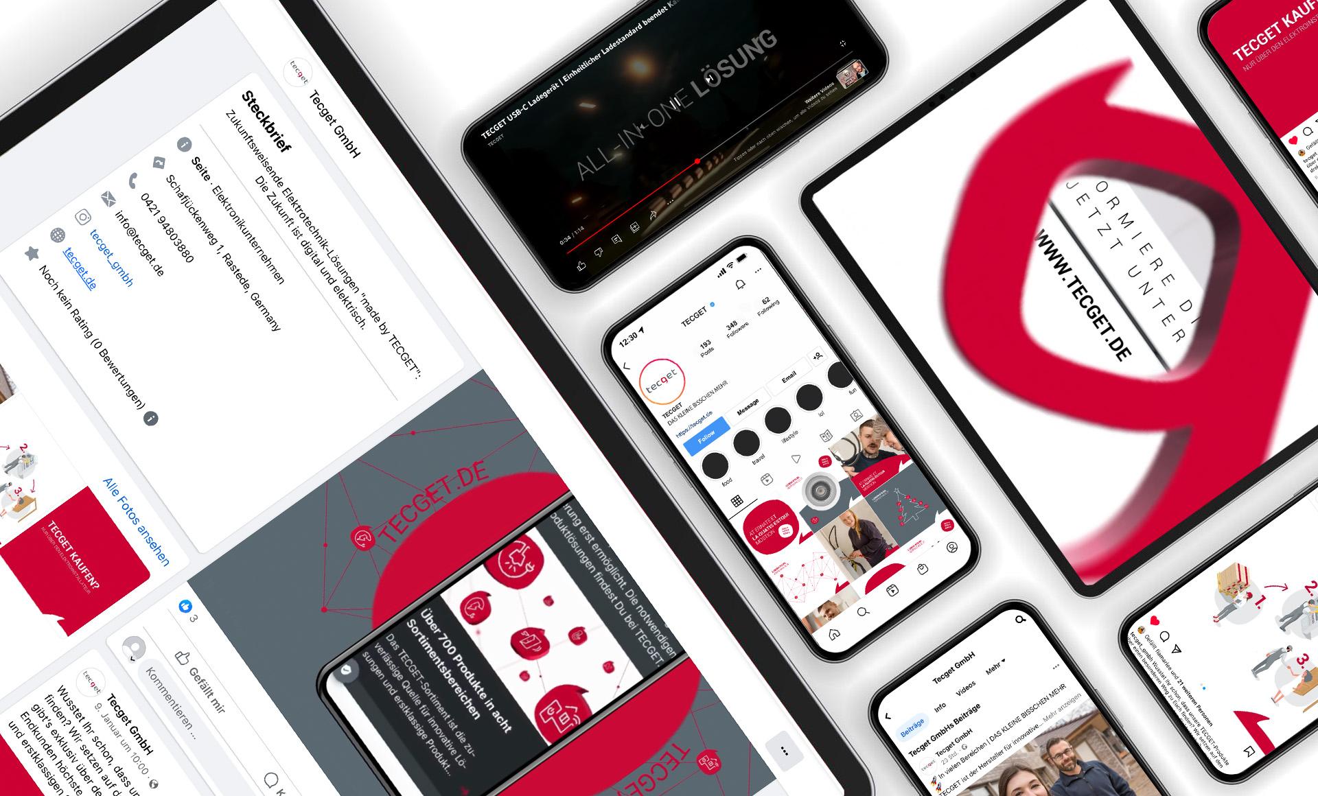 Mockup TECGET Soziale Medien